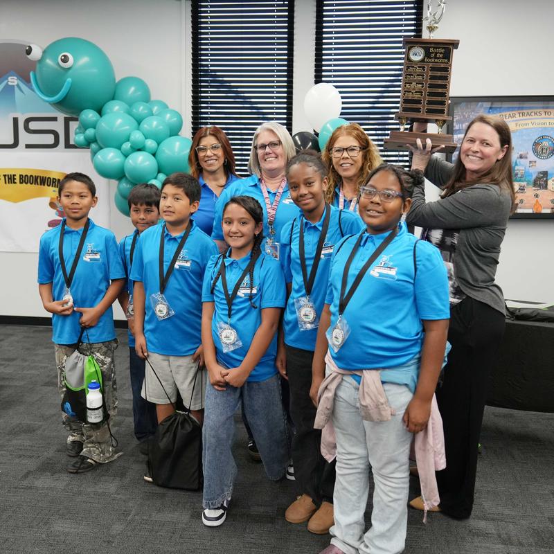 Record Elementary - Battle of the Bookworm Champs with Trophy