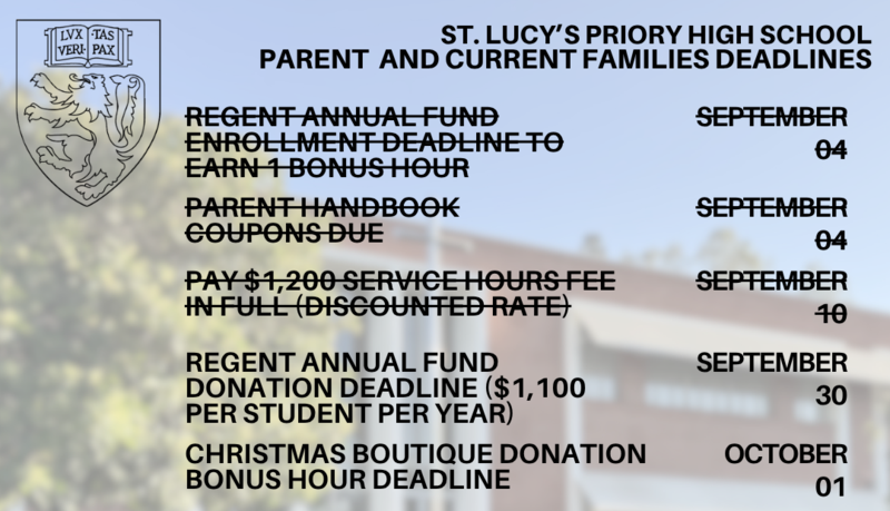 Upcoming Parent & Family Deadlines