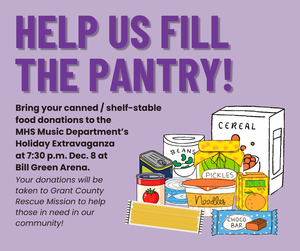 promo graphic - canned food drive - Holiday Extravaganza 2025