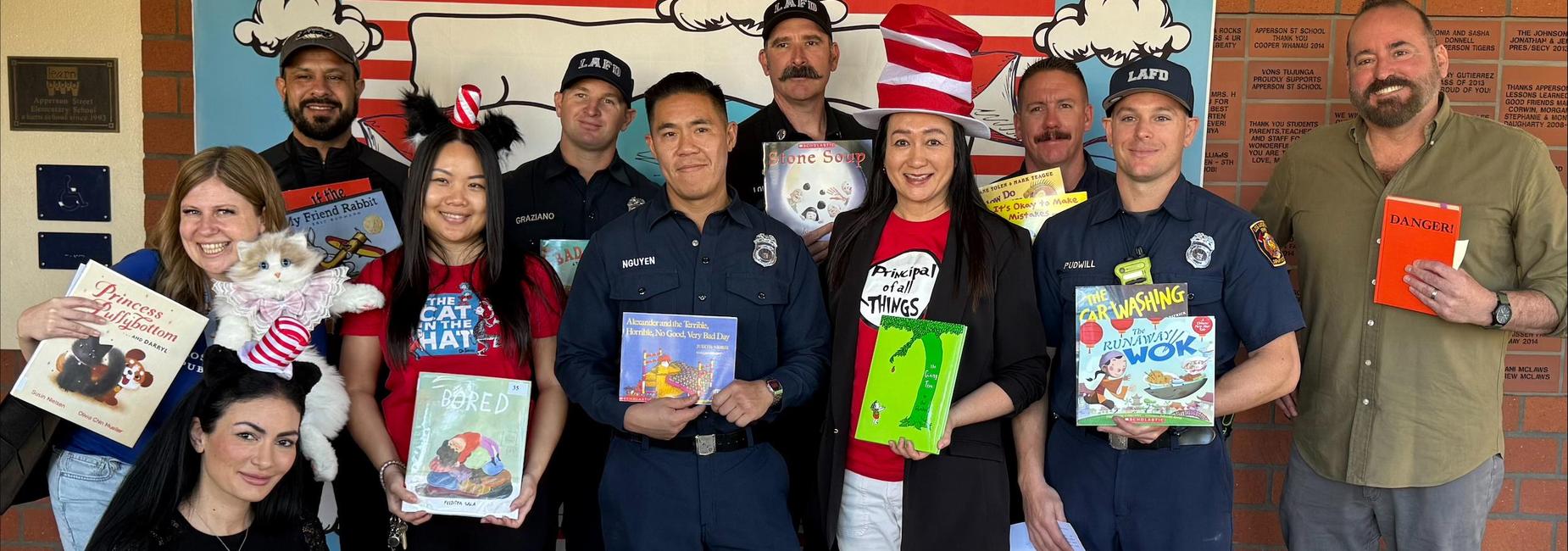 Presenters getting ready to read to students for read across America