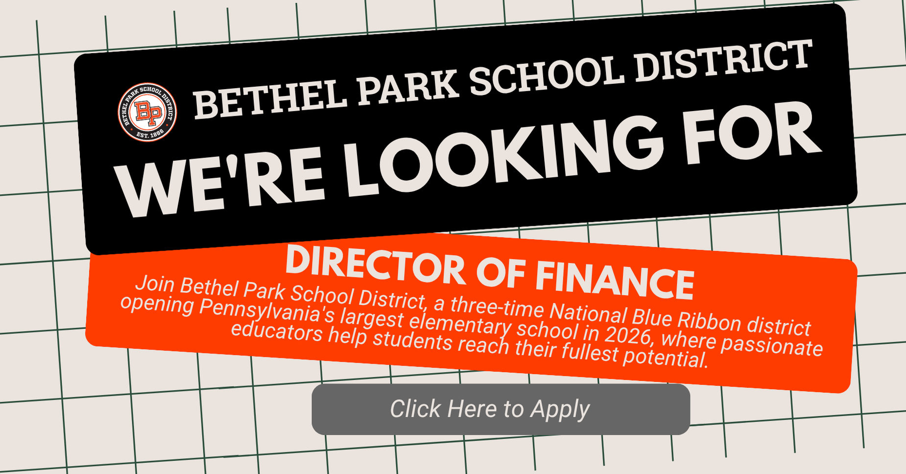 Announcement for a finance director position at Bethel Park School District.