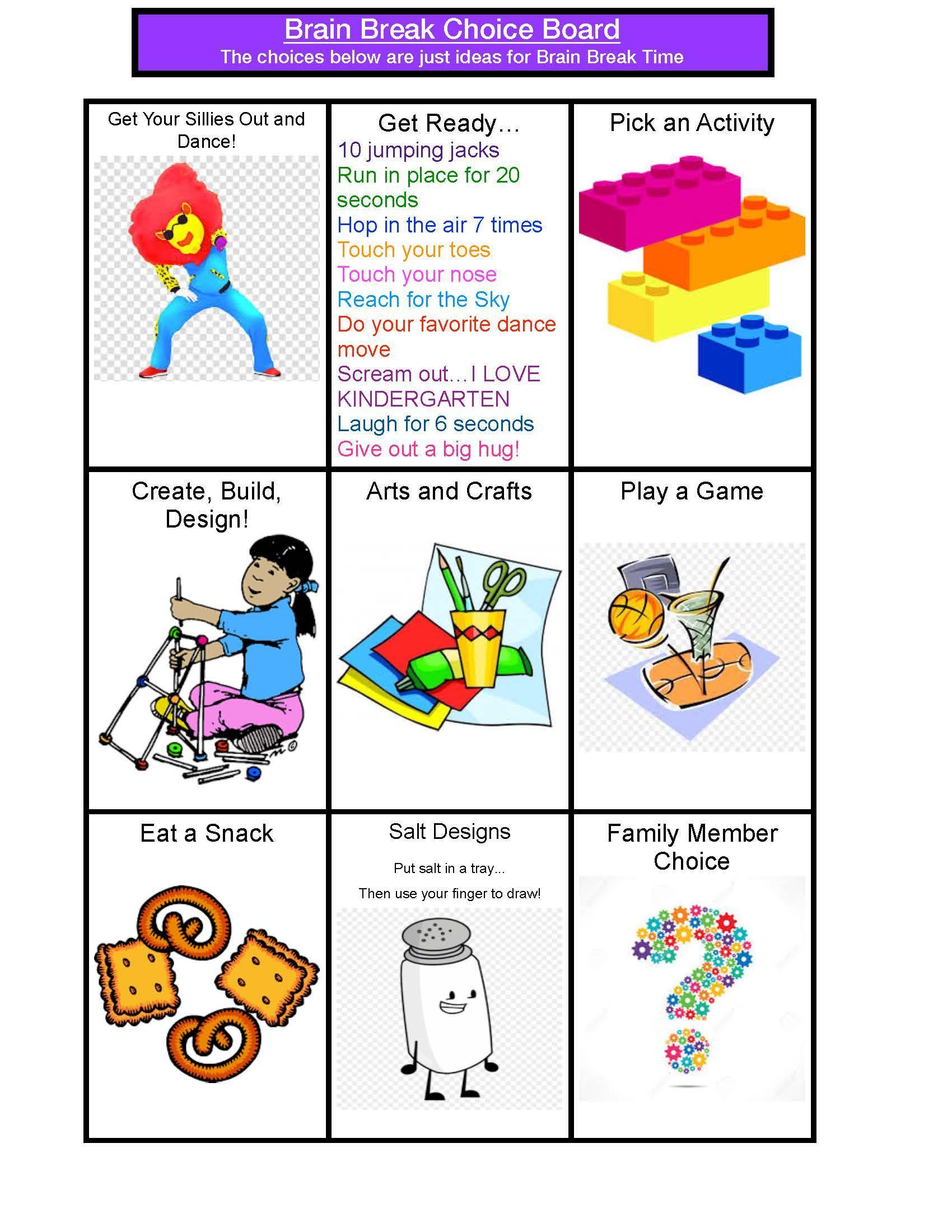 Brain Break Options – Jacquelyn Kesner – New Beginnings Family Academy