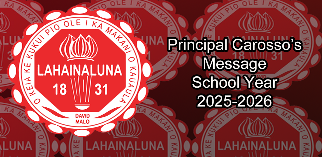 Principal Richard Carosso's Message for School Year 2025-2026