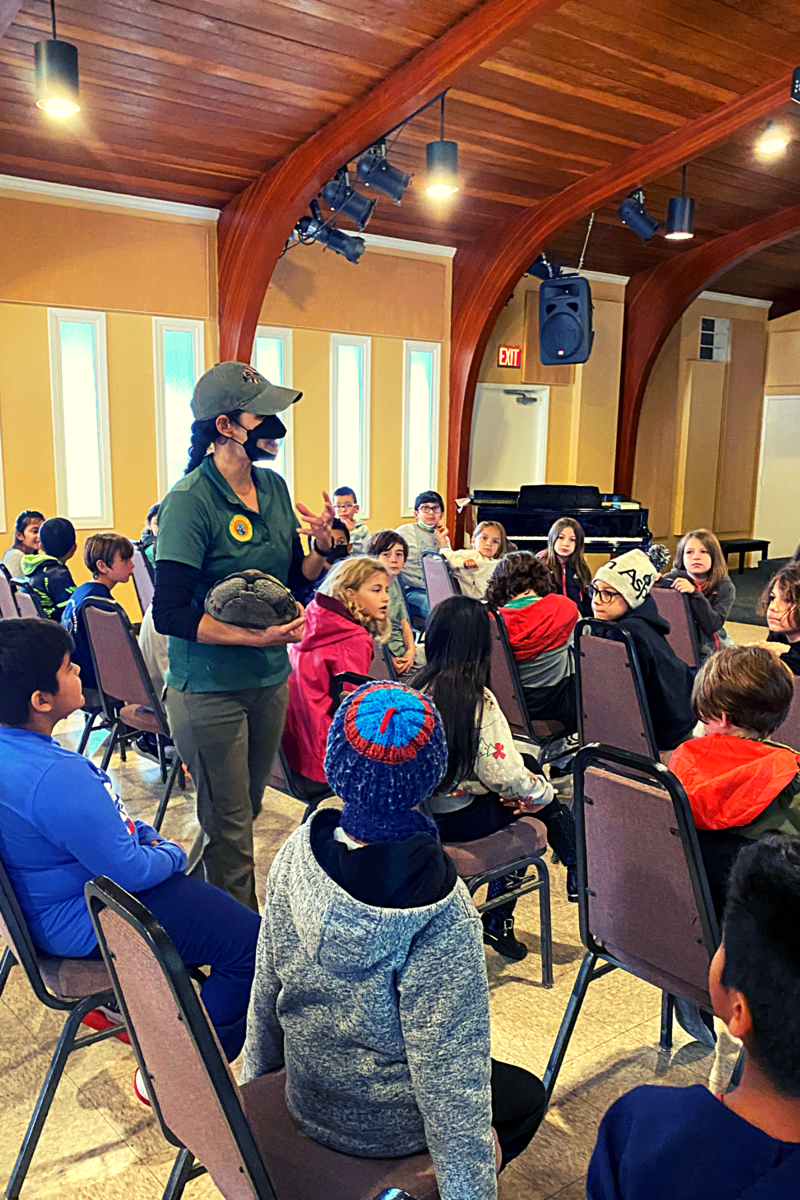 Staff from the wildlife waystation bring animals to students on campus to learn more about