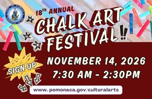 Chalk Art Festival - banner image that displays all details for day of  11.14.26