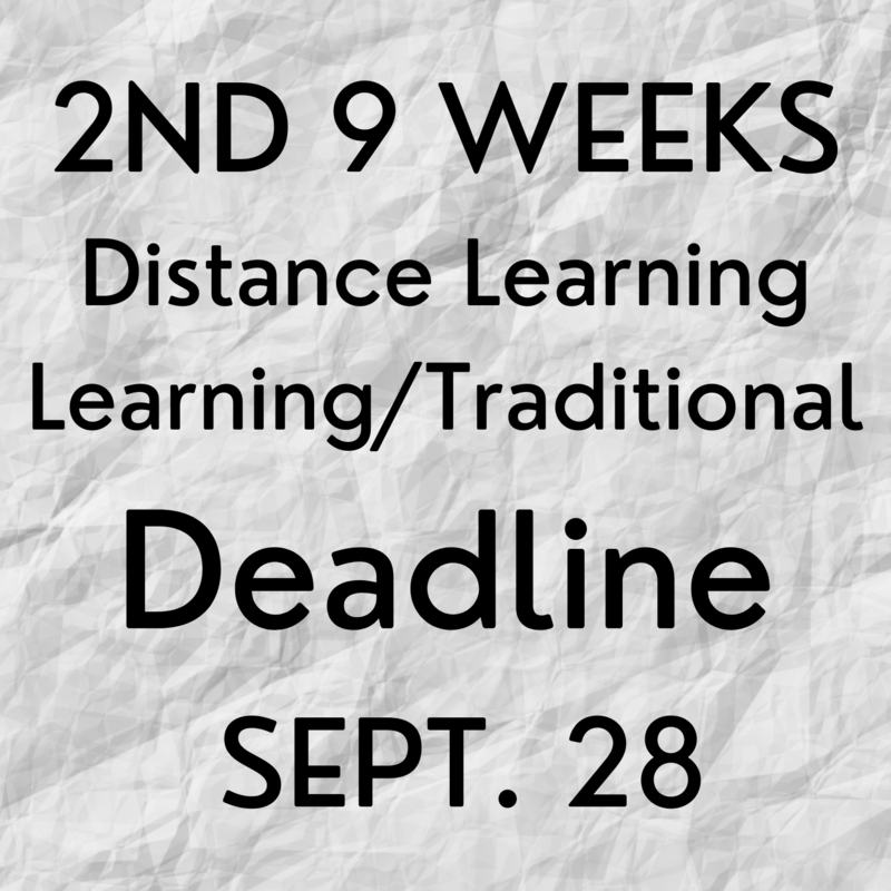 2nd Nine Weeks-Distance Learning Options DEADLINE SEPT. 28 Thumbnail Image