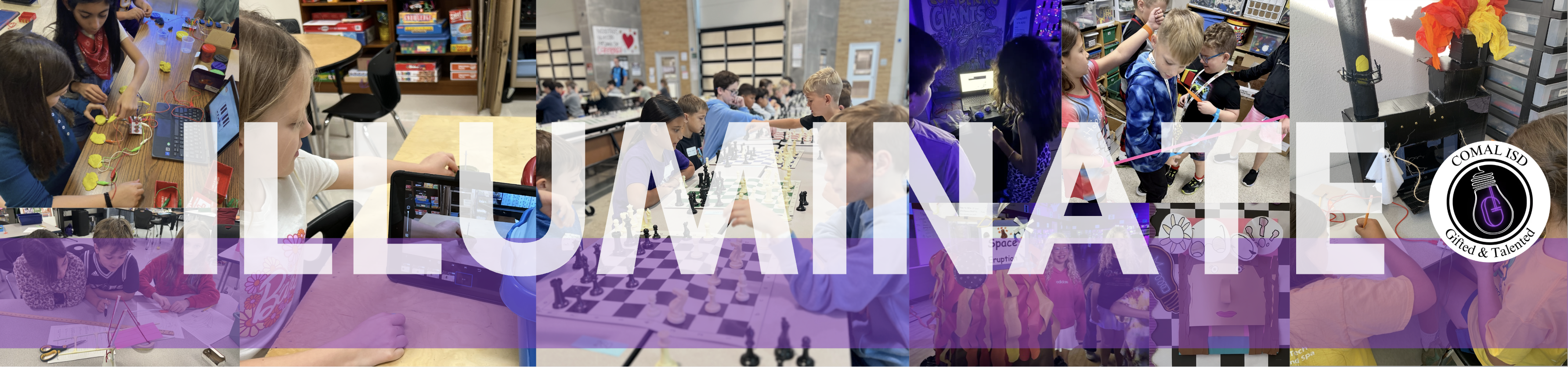 illuminate photo collage banner. GT students participating in various GT activities