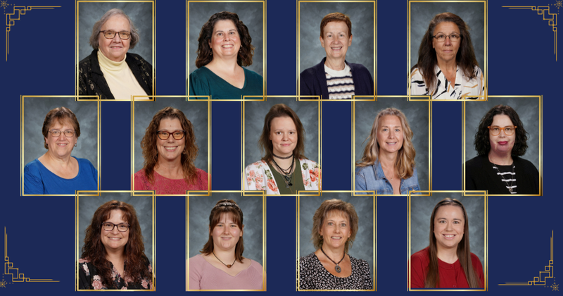 12 secretaries school photos from the district