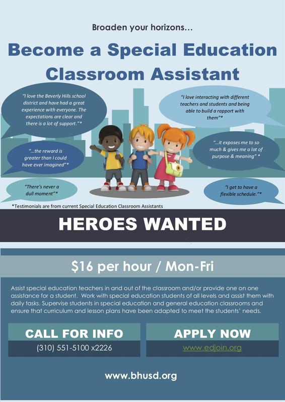 Heroes Wanted - Special Education Assistants