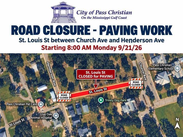 ROAD CLOSURE – ST. LOUIS STREET
