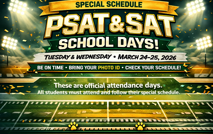 Special Schedule PSAT/SAT Day banner graphic