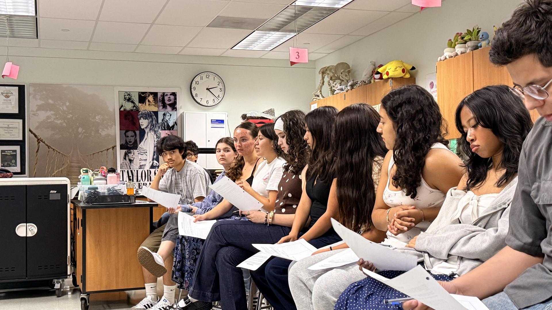students debating in class