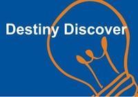 Graphic of a light bulb on a blue background with the text 'Destiny Discover'.