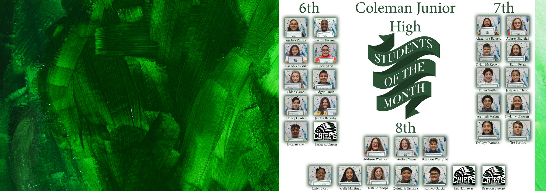 collage of pictures of students of the month