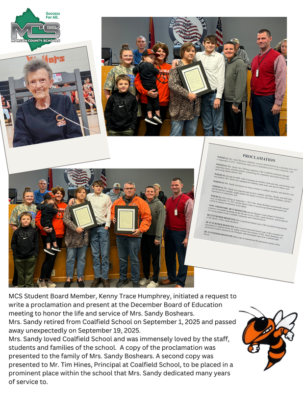 Proclamation Announcement for Mrs. Sandy Boshears
