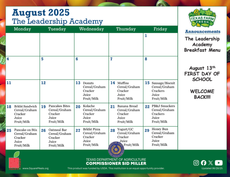 August Breakfast Menu Featured Photo