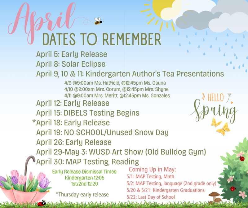 Important Dates In April Jefferson Elementary