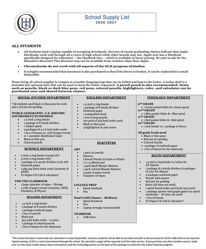 School Supply List 2026-2027 Featured Photo