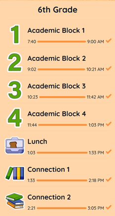 6th Grade Schedule