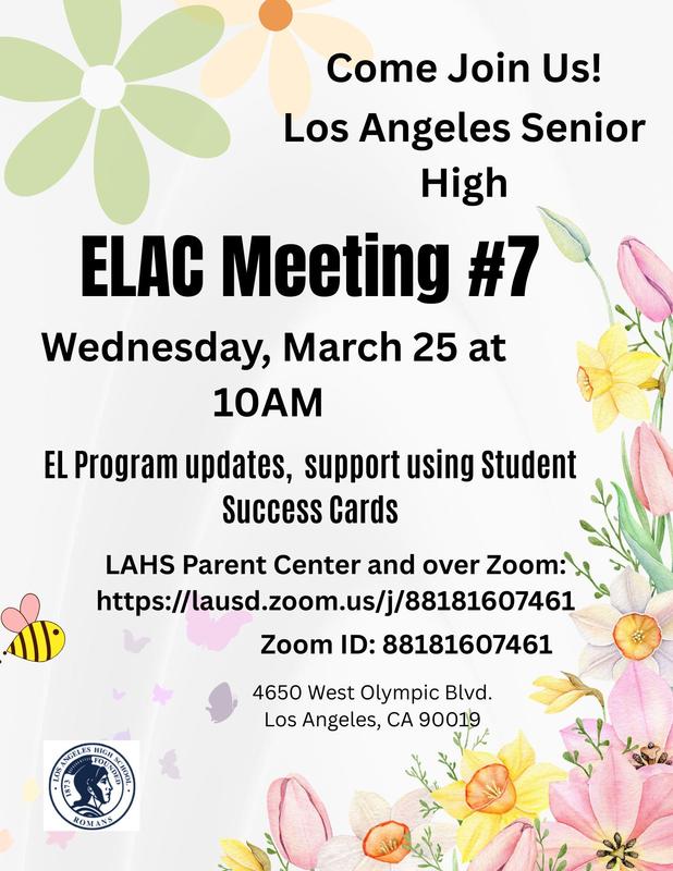 ELAC Meeting 03-25-2026 10:00AM @ Parent Center and Zoom Featured Photo