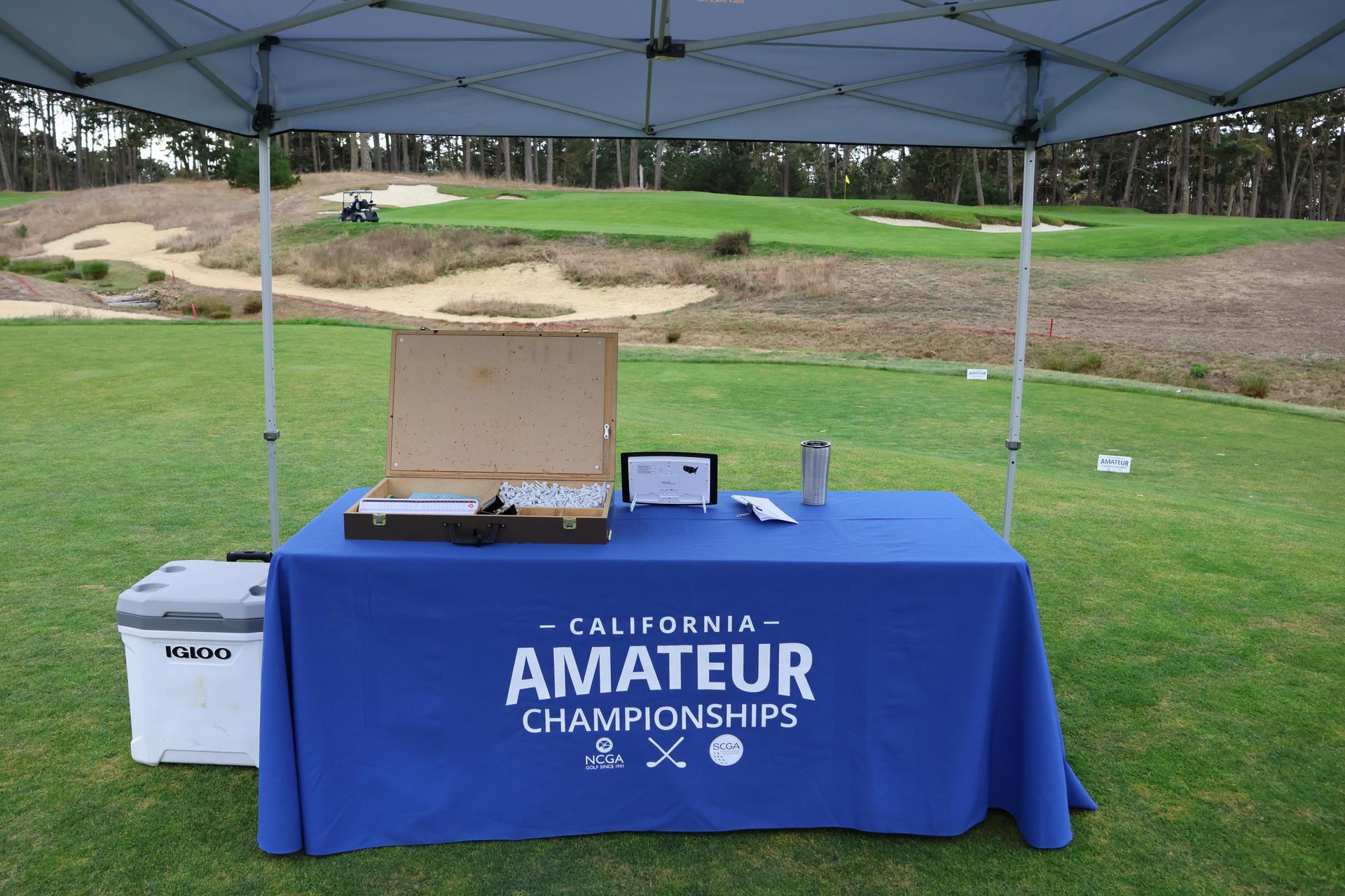 tees and scorecards at the first hole
