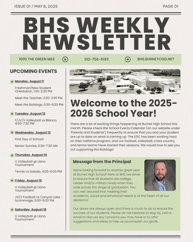 BHS Weekly Newsletter 8.8.25