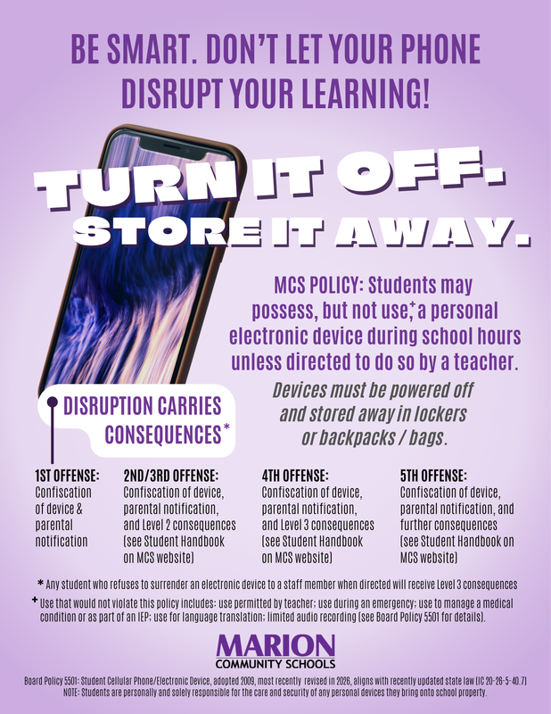 flier - personal wireless device use at school - students