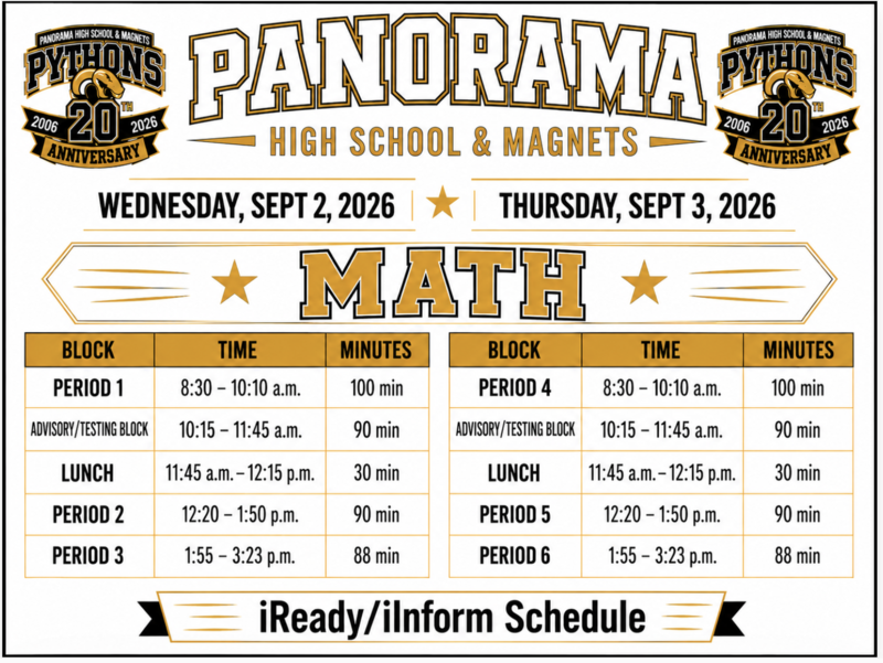 PHS Math iReady/iInform Schedule