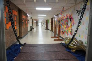 One class created a drawbridge to enter their hallway.