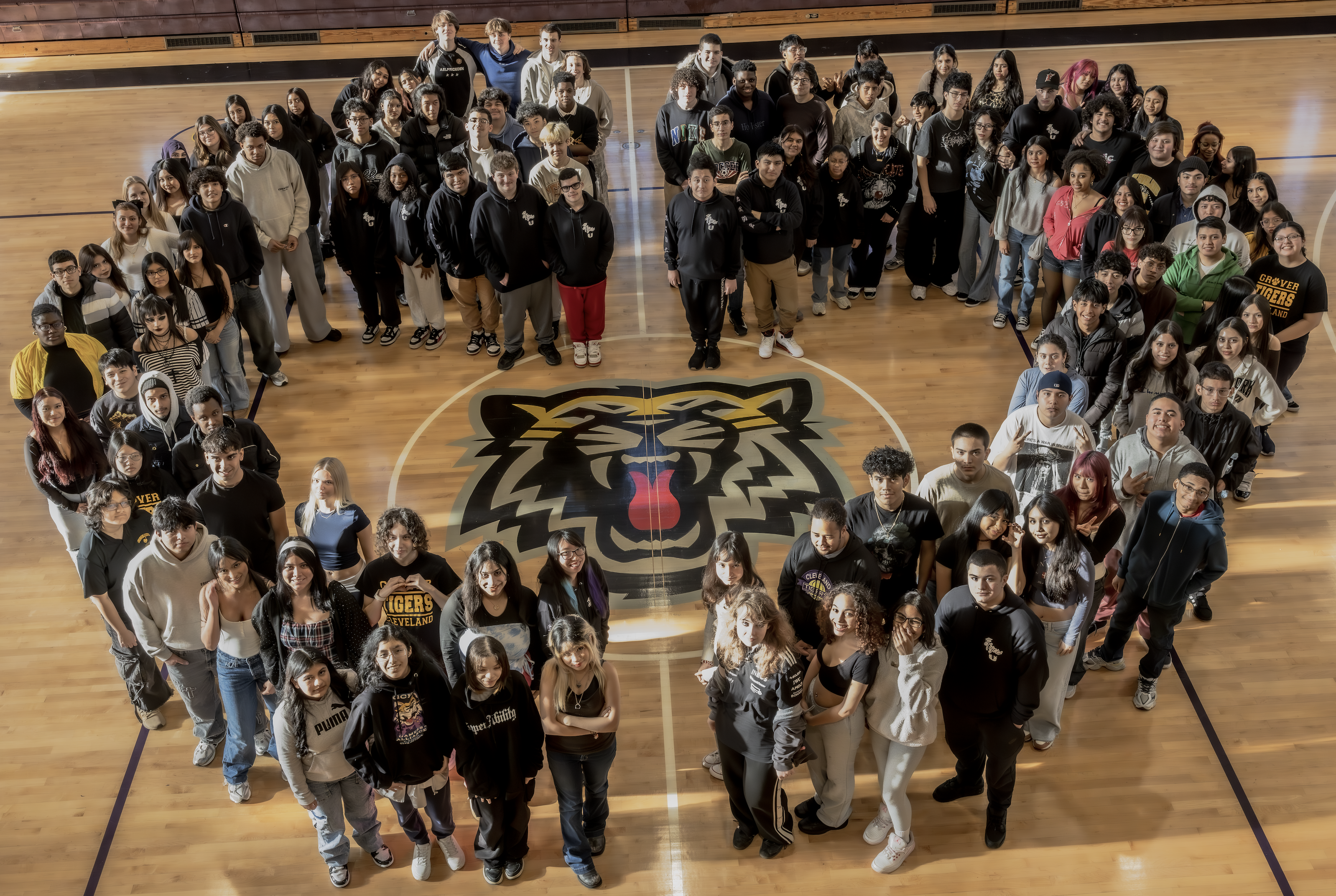 Students making heart