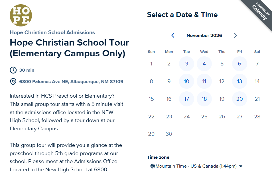 Preschool & Elementary Tours