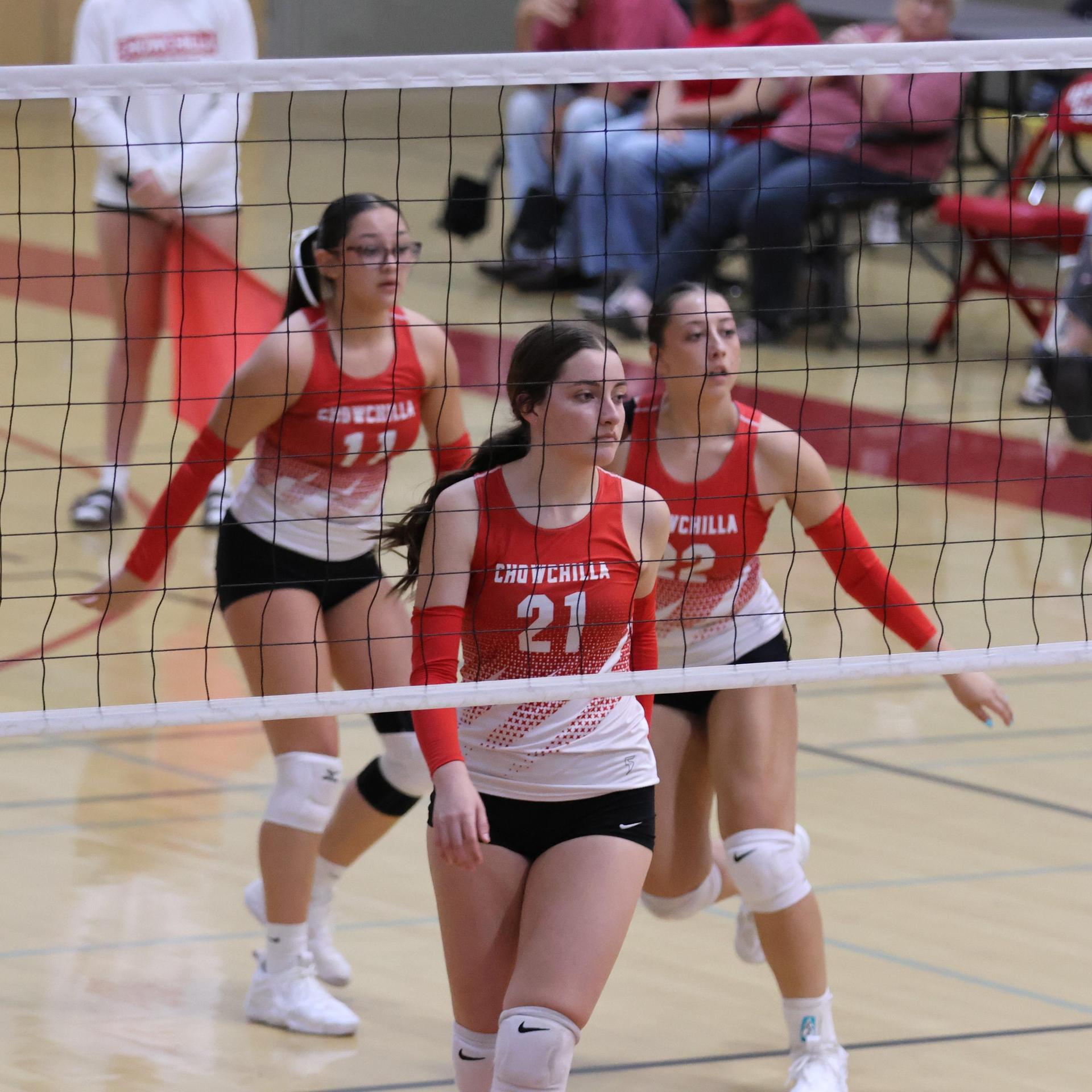 Varsity girls Volleyball playing vs. Madera 35