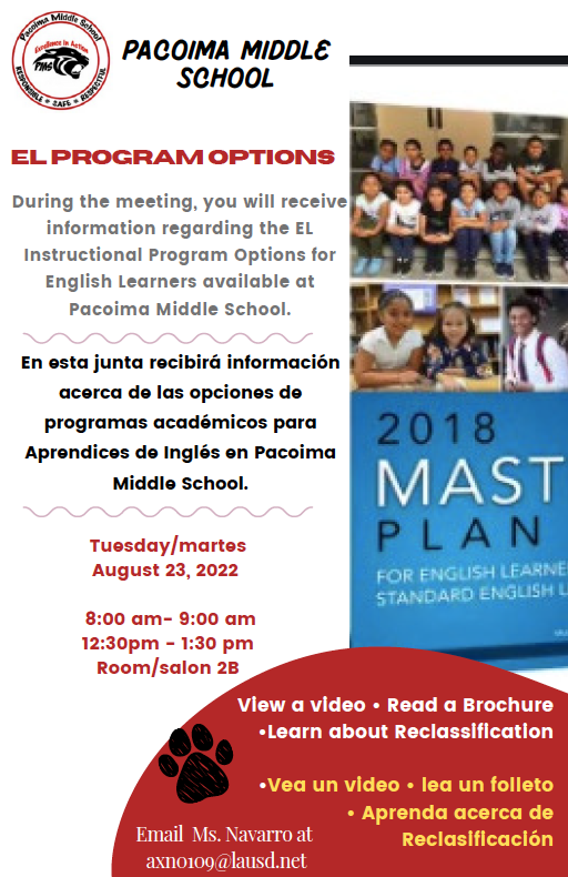Parent Options Meeting for English Learners Tuesday, August 23rd Featured Photo