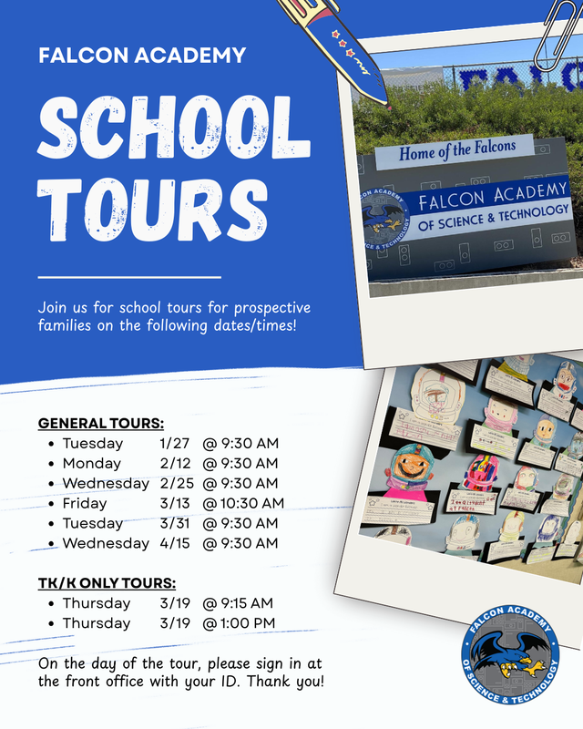 flyer for school tours as listed in the announcement