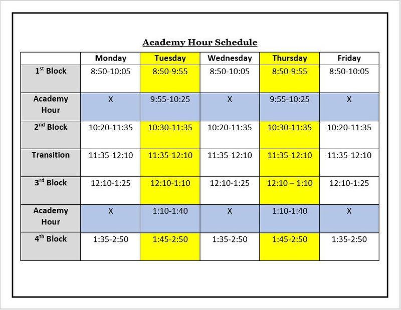 ACADEMY HOUR SCHEDULE
