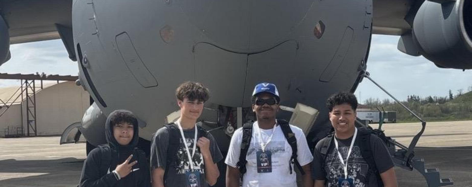 Air Force Leadership Academy - 2026 - Students standing in front of an Air Force Plane.
