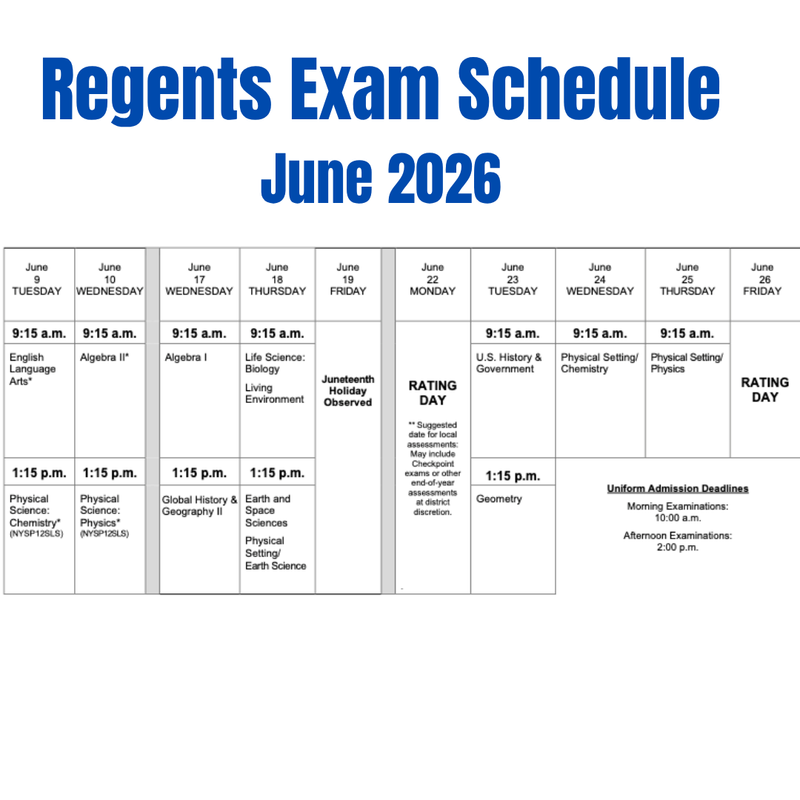 June 2026 Regents Exam Schedule Featured Photo