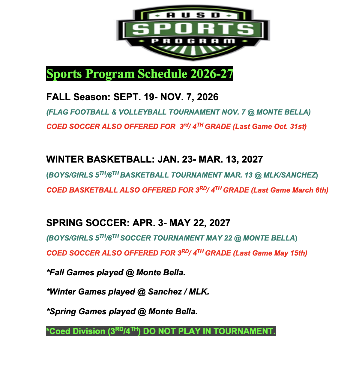 Sports – Expanded Learning Programs – Alisal Union School District
