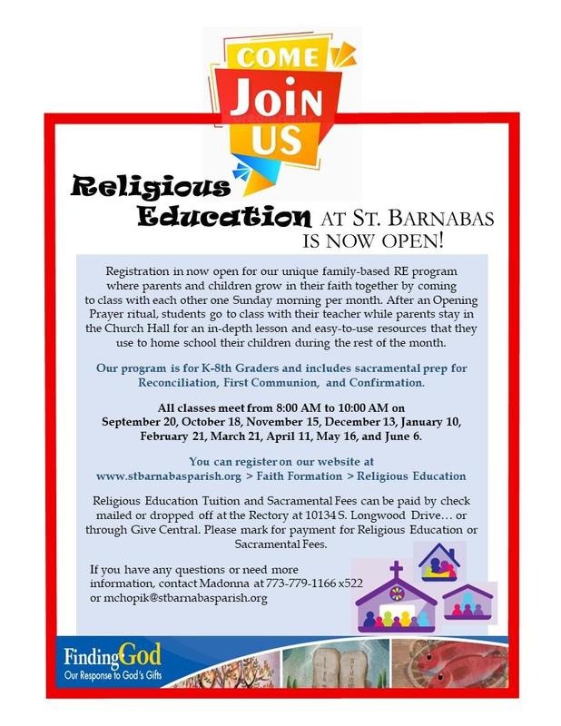 Religious Education Registration is open Featured Photo