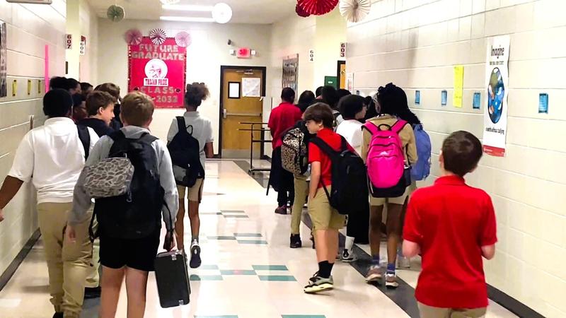 Northeast Middle School Hall Filled with Students