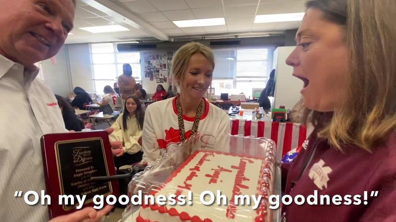 Angie Douglass Jeffery Wilson State Farm LCSD Teacher of the Month Surprise Presentation