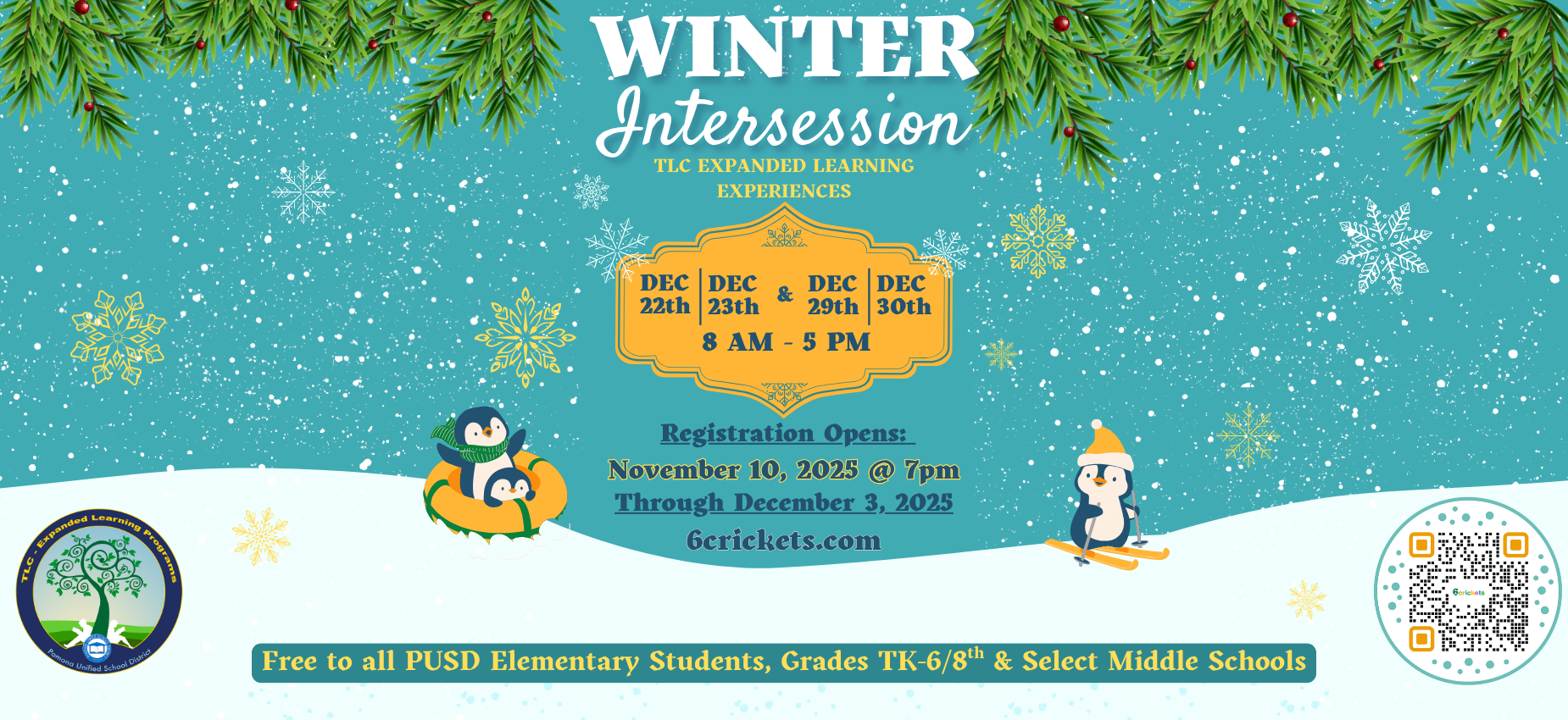 winter intersession registration opens 11/10 at 7pm
