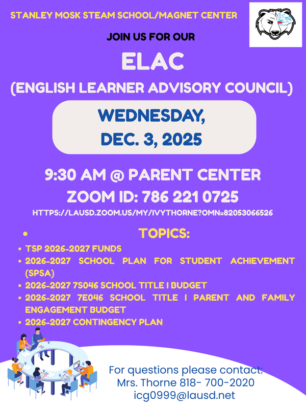 Dec ELAC Agenda English Flyer