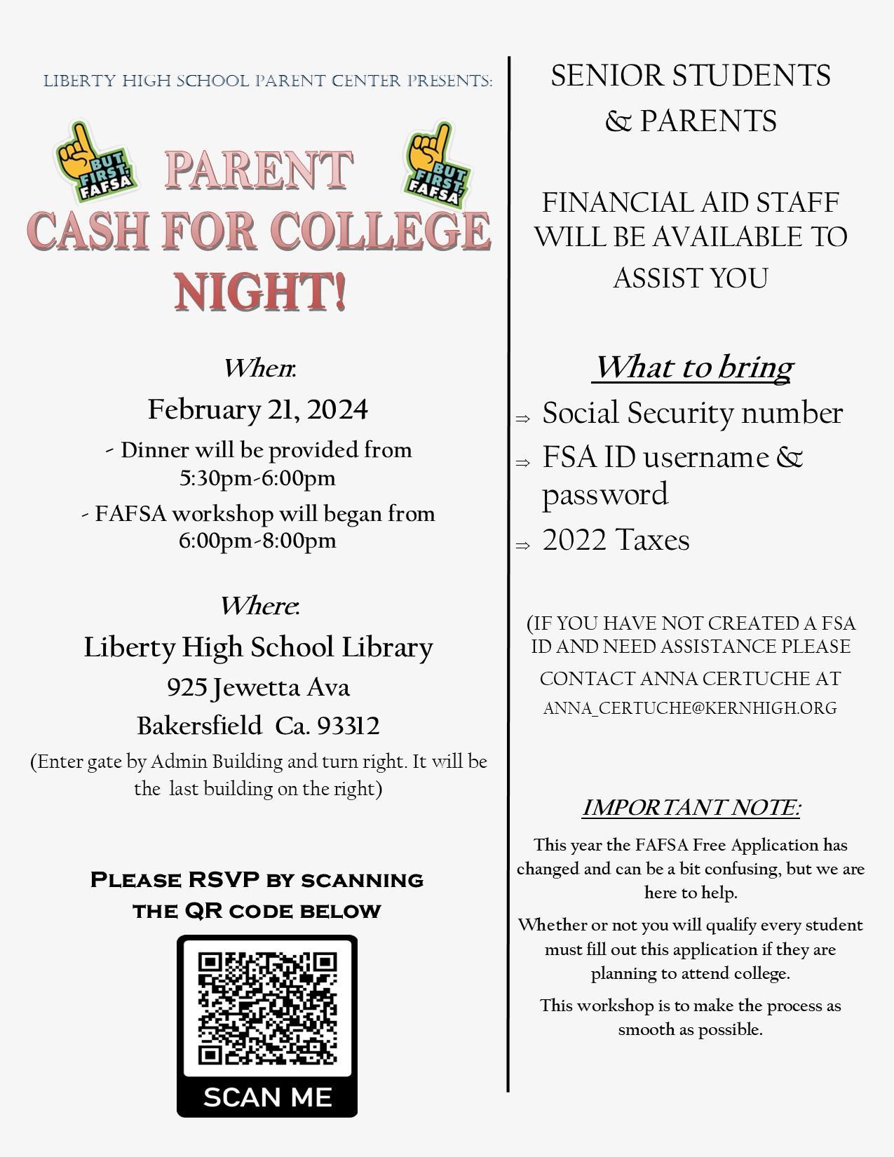 Tonight! FAFSA Open House | Liberty High School