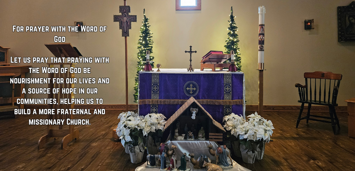 Chapel with the January Pope's Intention - For Prayer with the Word of God.