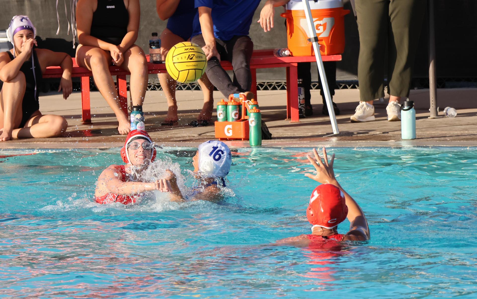 girls playing water polo against Sanger West