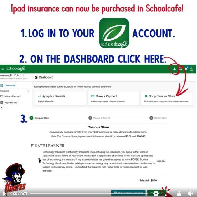 Attention Pirate Families - You can now purchase Technology Insurance in Schoolcafe! Insurance can be purchased until October 2, 2025.