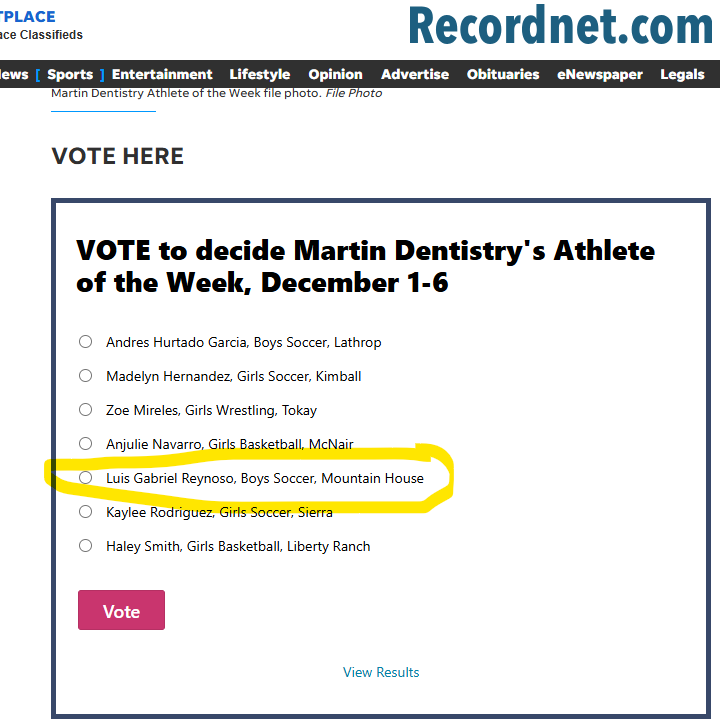 Stockton Record's Athlete of the Week!