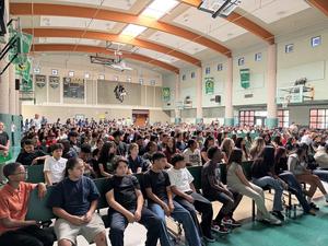 Students attending assembly