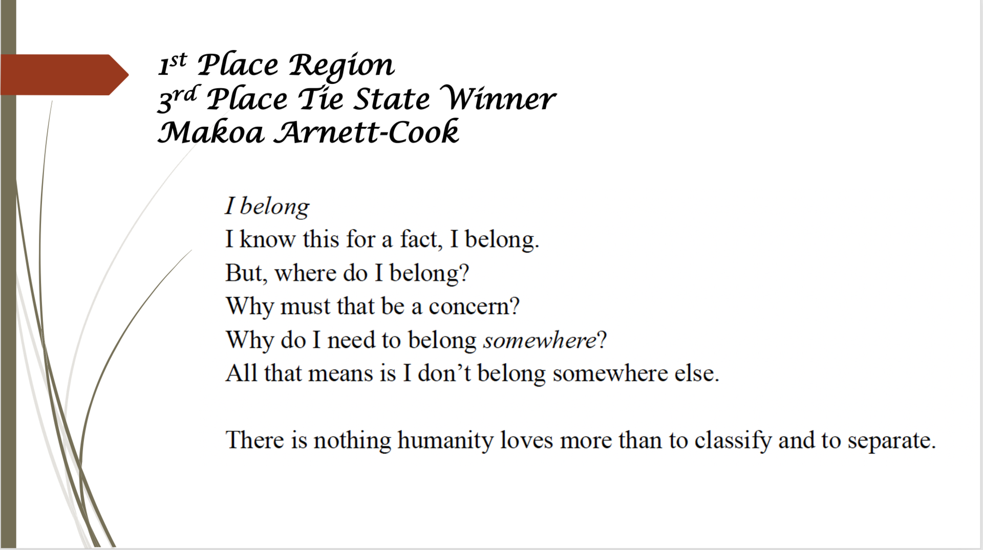 literature 1st place regional